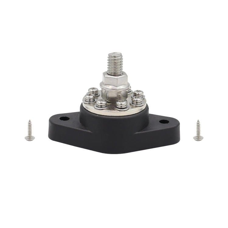 3/8 inch M10 RV Yacht 8-way Terminal Stud with 2 M5x20 Screws(Black)