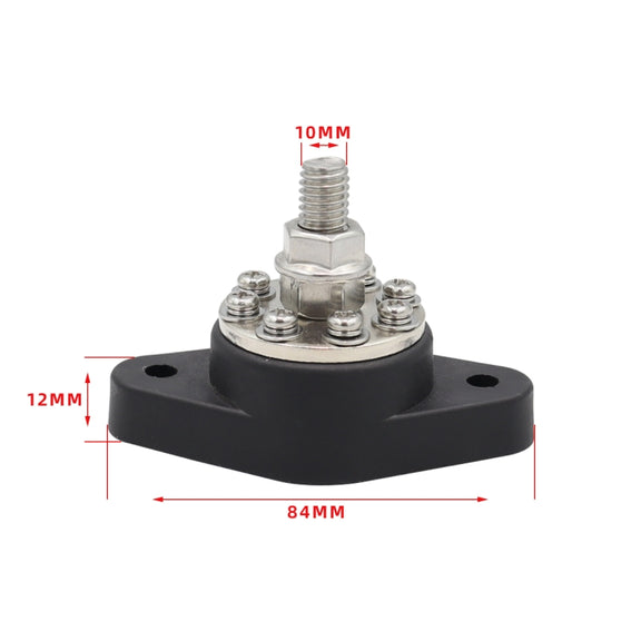 3/8 inch M10 RV Yacht 8-way Terminal Stud with 2 M5x20 Screws(Red)