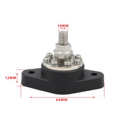3/8 inch M10 RV Yacht 8-way Terminal Stud with 2 M5x20 Screws + 16pcs Terminals(Black)