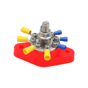 3/8 inch M10 RV Yacht 8-way Terminal Stud with 2 M5x20 Screws + 16pcs Terminals(Red)