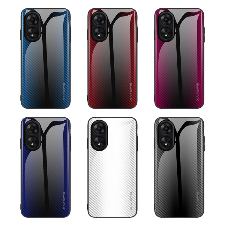 For OPPO A17 Texture Gradient Glass TPU Phone Case(Red)