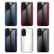 For OPPO A17 Texture Gradient Glass TPU Phone Case(Red)