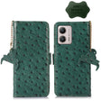 For Motorola Moto G53 5G / G13 / G23 Ostrich Pattern Genuine Leather RFID Phone Case(Green) - Motorola Cases by PMC TechLife | Online Shopping South Africa | PMC TechLife | Buy Now Pay Later Mobicred