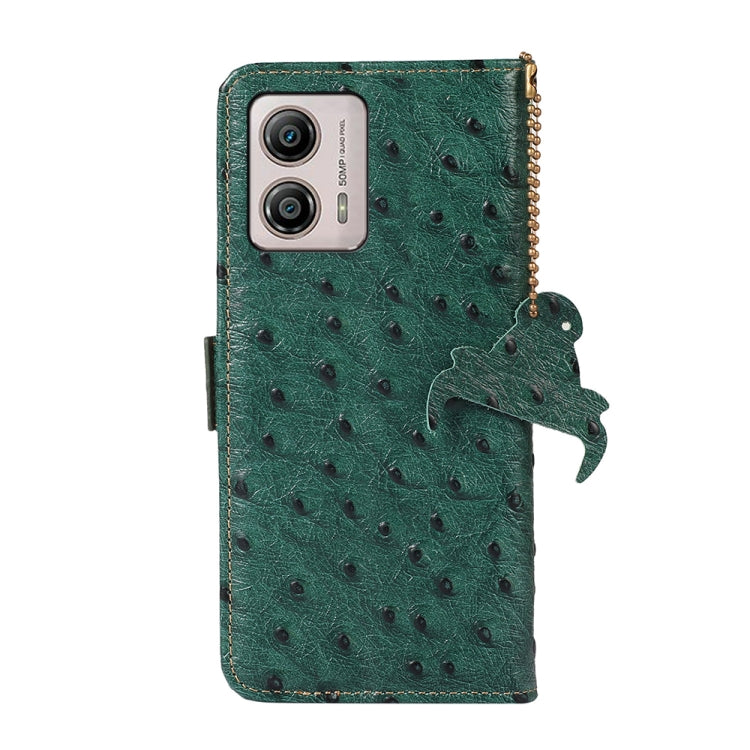 For Motorola Moto G53 5G / G13 / G23 Ostrich Pattern Genuine Leather RFID Phone Case(Green)