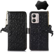 For Motorola Moto G53 5G / G13 / G23 Ostrich Pattern Genuine Leather RFID Phone Case(Black) - Motorola Cases by PMC TechLife | Online Shopping South Africa | PMC TechLife | Buy Now Pay Later Mobicred