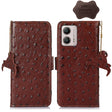 For Motorola Moto G53 5G / G13 / G23 Ostrich Pattern Genuine Leather RFID Phone Case(Coffee) - Motorola Cases by PMC TechLife | Online Shopping South Africa | PMC TechLife | Buy Now Pay Later Mobicred