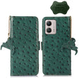 For Motorola Moto G73 5G Ostrich Pattern Genuine Leather RFID Phone Case(Green) - Motorola Cases by PMC TechLife | Online Shopping South Africa | PMC TechLife | Buy Now Pay Later Mobicred