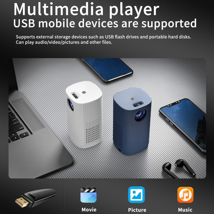 T1 480x360 800 Lumens Portable Mini LED Projector, Specification:EU Plug(Blue)