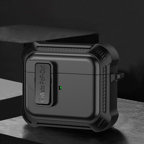 For AirPods 3 Signal Flag Wireless Earphones Case with Security Lock(Black)