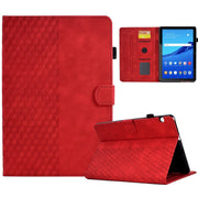For Huawei MatePad T5 10.0 Rhombus Embossed Leather Smart Tablet Case(Red)