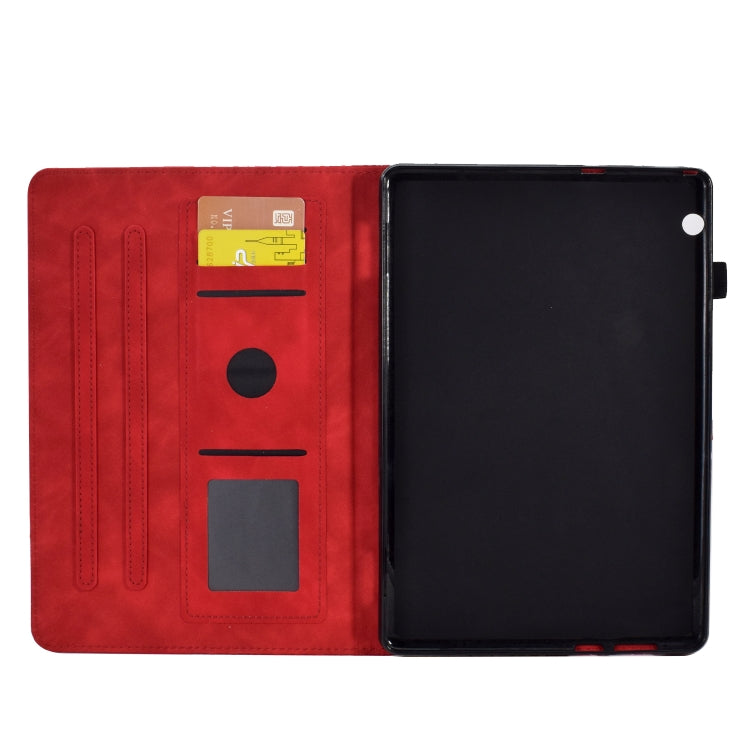 For Huawei MatePad T5 10.0 Rhombus Embossed Leather Smart Tablet Case(Red)