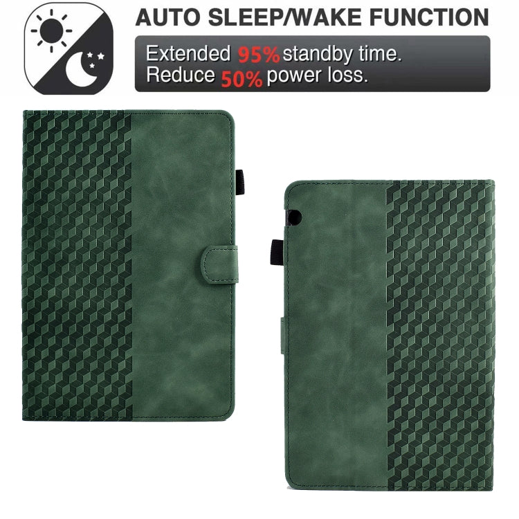 For Huawei MatePad T5 10.0 Rhombus Embossed Leather Smart Tablet Case(Green)
