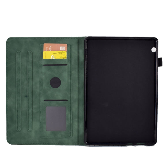 For Huawei MatePad T5 10.0 Rhombus Embossed Leather Smart Tablet Case(Green)