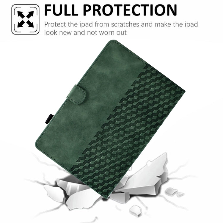 For Huawei MatePad T5 10.0 Rhombus Embossed Leather Smart Tablet Case(Green)