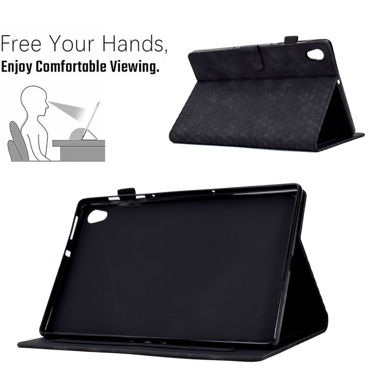 For Lenovo Tab M10 2nd TB-X306F/X306X Rhombus Embossed Leather Smart Tablet Case(Black)