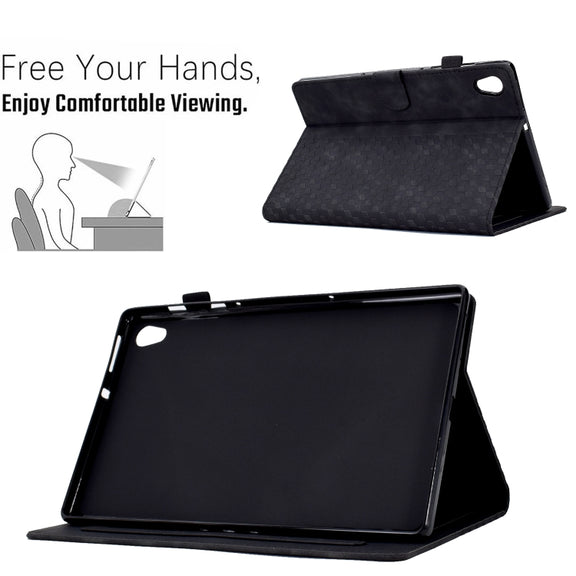 For Lenovo Tab M10 2nd TB-X306F/X306X Rhombus Embossed Leather Smart Tablet Case(Black)