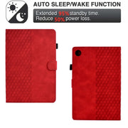 For Lenovo Tab M10 Plus Gen 3 Rhombus Embossed Leather Smart Tablet Case(Red)