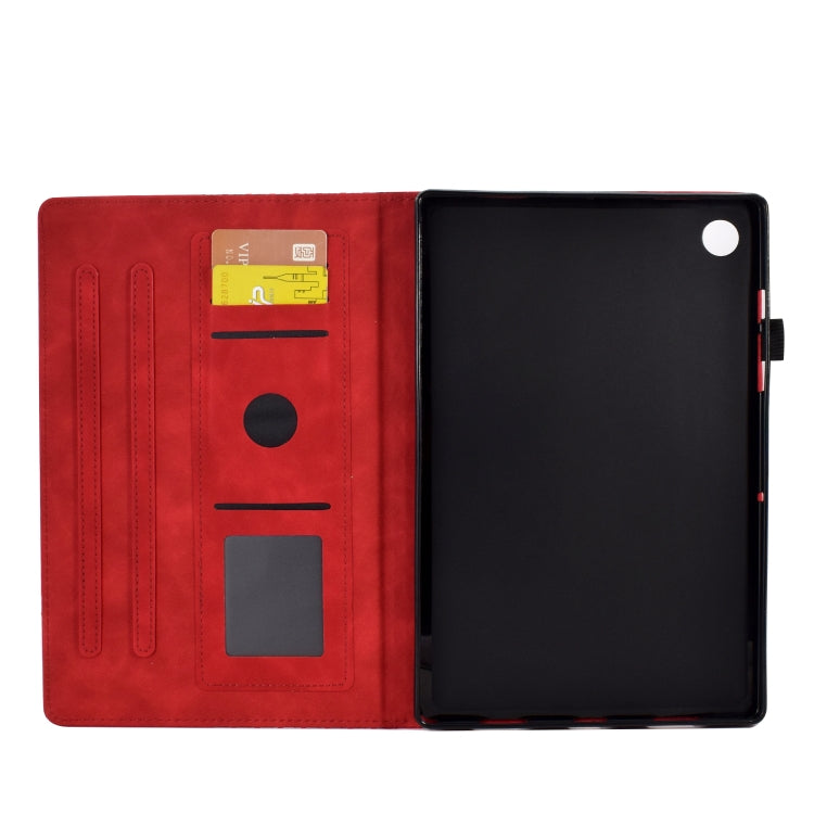 For Lenovo Tab M10 Plus Gen 3 Rhombus Embossed Leather Smart Tablet Case(Red)