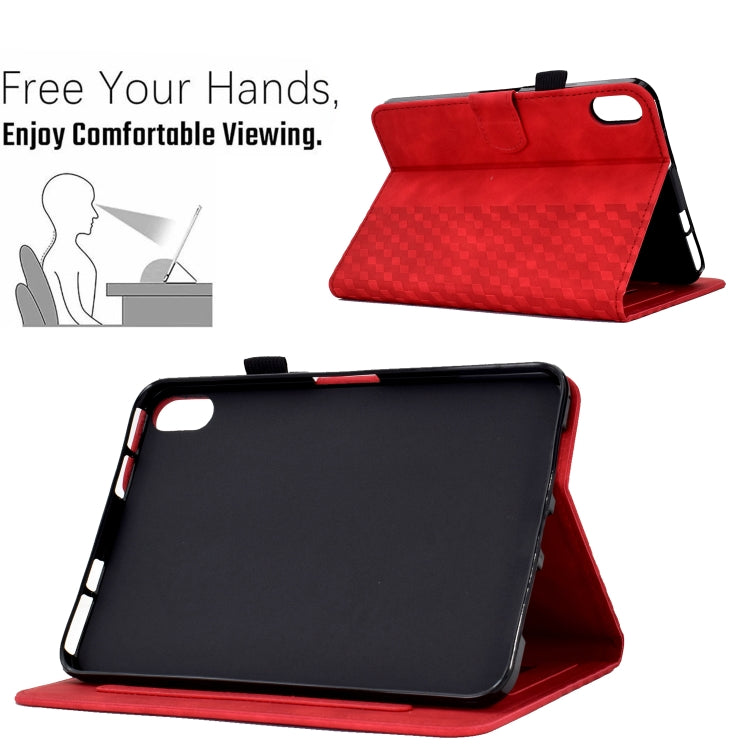 For Lenovo Tab P11 / J606F Rhombus Embossed Leather Smart Tablet Case(Red)
