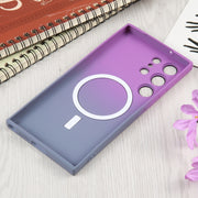 For Samsung Galaxy S23 5G Liquid TPU Silicone Gradient MagSafe Phone Case(Purple Grey)