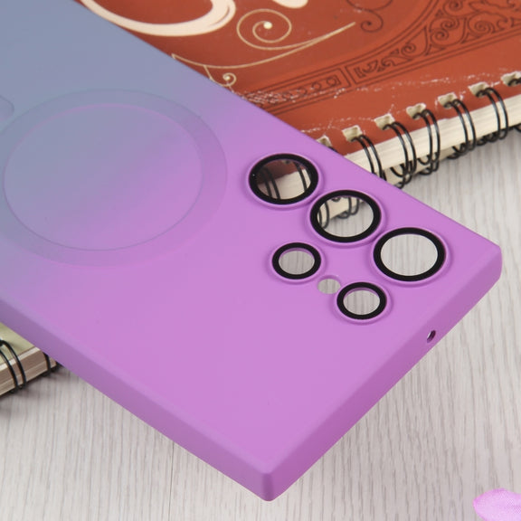 For Samsung Galaxy S23 5G Liquid TPU Silicone Gradient MagSafe Phone Case(Purple Grey)