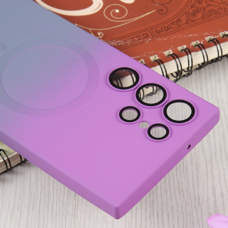 For Samsung Galaxy S23 5G Liquid TPU Silicone Gradient MagSafe Phone Case(Purple Grey)