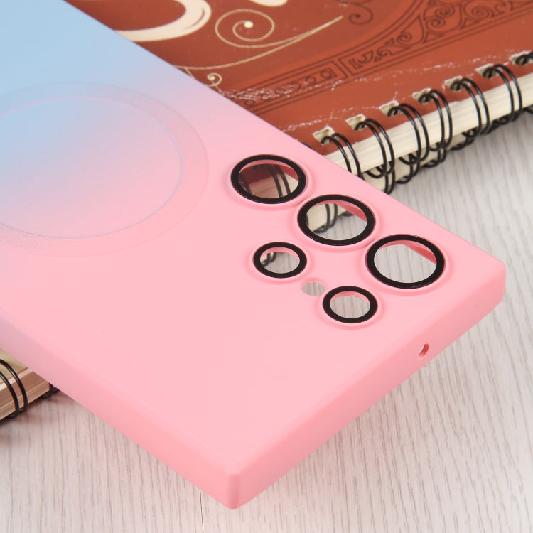 For Samsung Galaxy S22 5G Liquid TPU Silicone Gradient MagSafe Phone Case(Pink Blue)