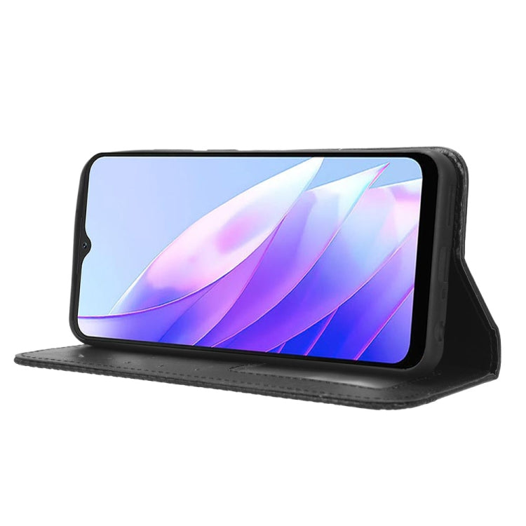 For Blackview A52 Magnetic Buckle Retro Texture Leather Phone Case(Black)