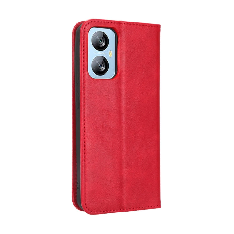 For Blackview A52 Magnetic Buckle Retro Texture Leather Phone Case(Red)