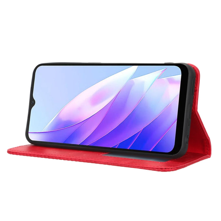 For Blackview A52 Magnetic Buckle Retro Texture Leather Phone Case(Red)