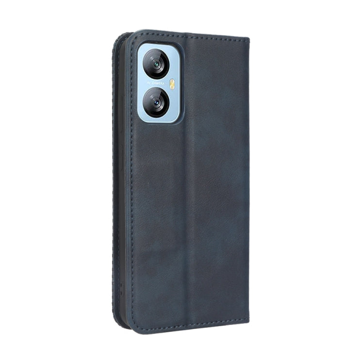 For Blackview A52 Magnetic Buckle Retro Texture Leather Phone Case(Blue)