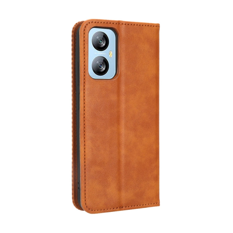 For Blackview A52 Magnetic Buckle Retro Texture Leather Phone Case(Brown)