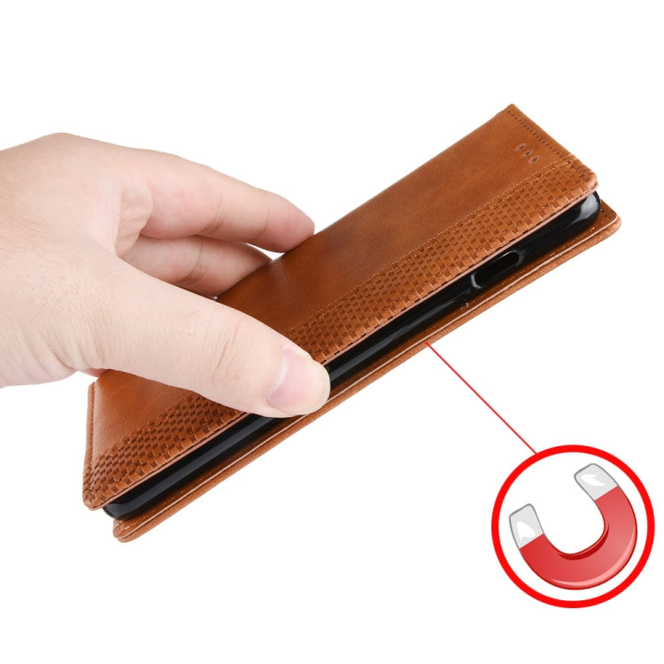 For Blackview A52 Magnetic Buckle Retro Texture Leather Phone Case(Brown)