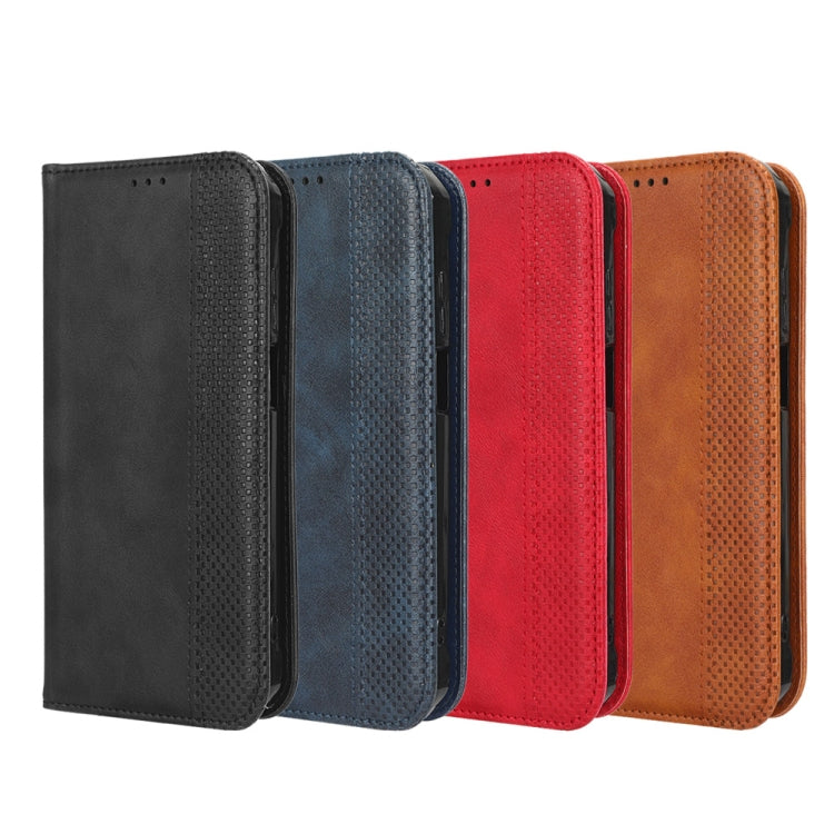For Blackview A52 Magnetic Buckle Retro Texture Leather Phone Case(Black)
