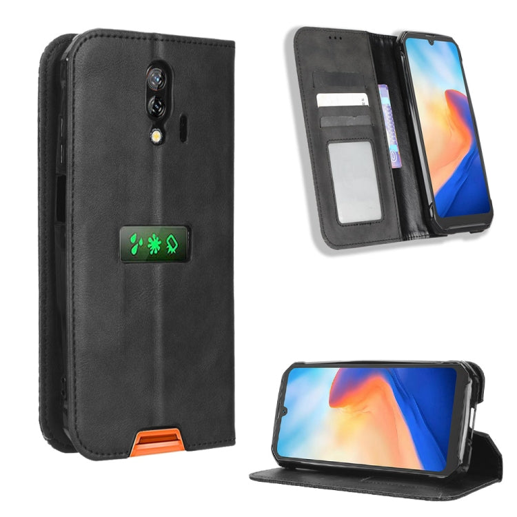 For Blackview BV7200 Magnetic Buckle Retro Texture Leather Phone Case(Black)