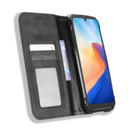 For Blackview BV7200 Magnetic Buckle Retro Texture Leather Phone Case(Black)