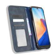 For Blackview BV7200 Magnetic Buckle Retro Texture Leather Phone Case(Blue)
