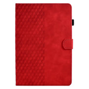 For Amazon Kindle Fire 7 2022 Rhombus Embossed Leather Tablet Case(Red)