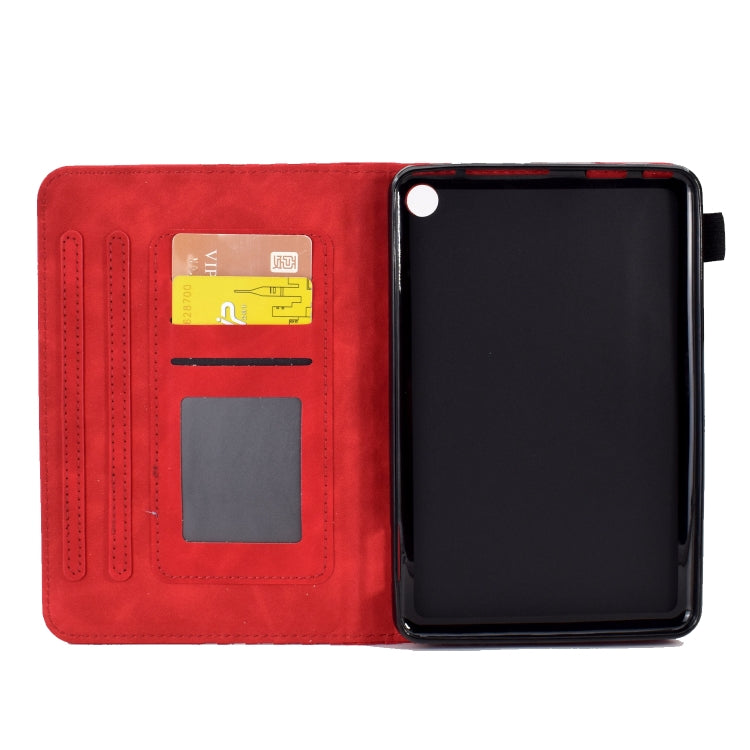 For Amazon Kindle Fire 7 2022 Rhombus Embossed Leather Tablet Case(Red)