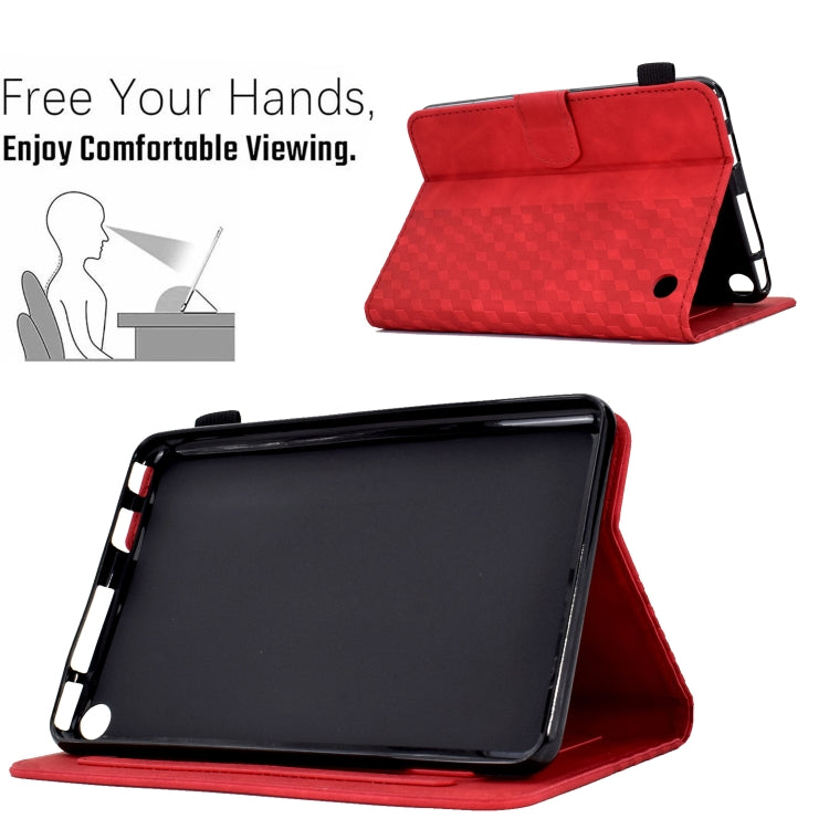 For Amazon Kindle Fire 7 2022 Rhombus Embossed Leather Tablet Case(Red)