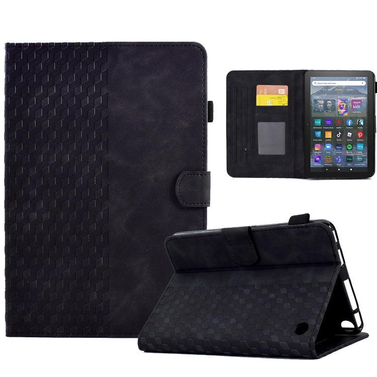 For Amazon Kindle Fire 7 2022 Rhombus Embossed Leather Tablet Case(Black)