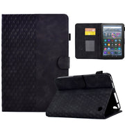 For Amazon Kindle Fire 7 2022 Rhombus Embossed Leather Tablet Case(Black)