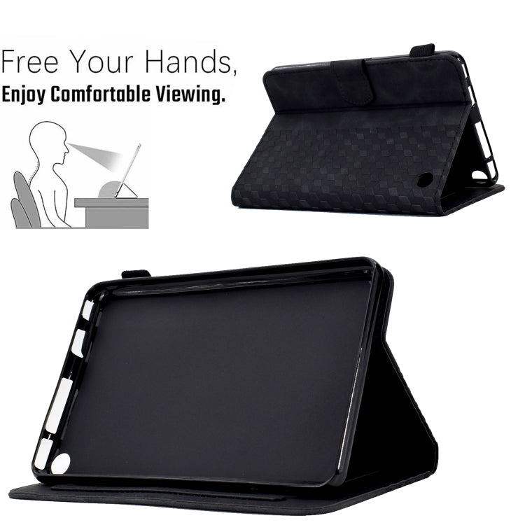 For Amazon Kindle Fire 7 2022 Rhombus Embossed Leather Tablet Case(Black)