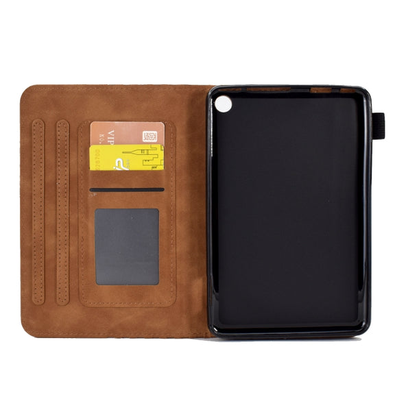 For Amazon Kindle Fire 7 2022 Rhombus Embossed Leather Tablet Case(Brown)