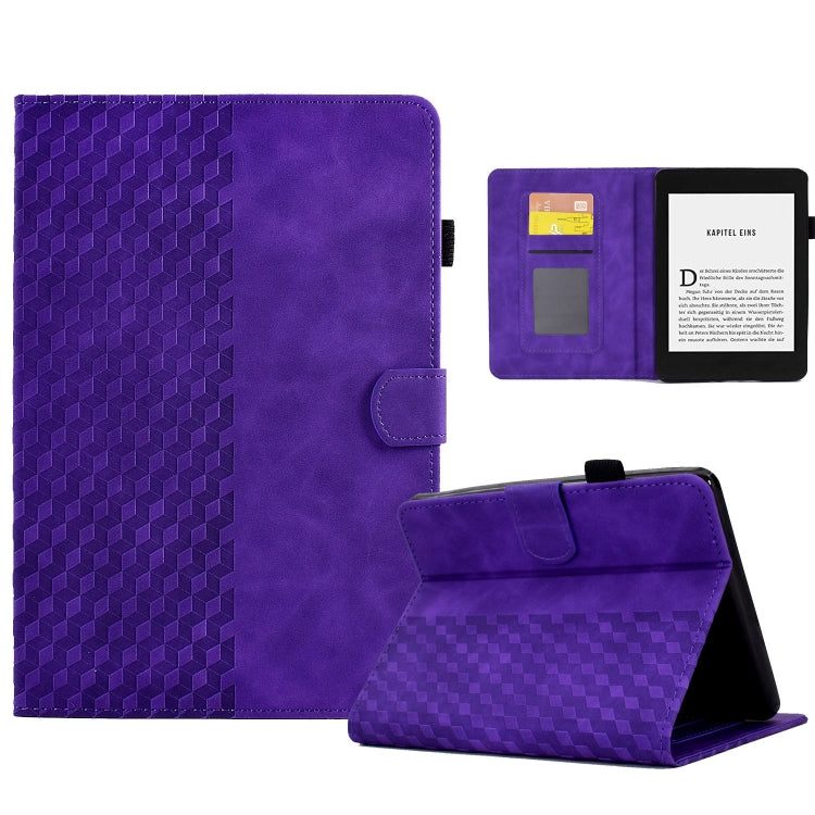 For Amazon Kindle PaperWhite 4 / 3 / 2 / 1 Rhombus Embossed Leather Tablet Case(Purple)