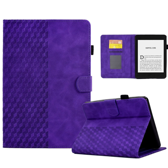 For Amazon Kindle PaperWhite 4 / 3 / 2 / 1 Rhombus Embossed Leather Tablet Case(Purple)