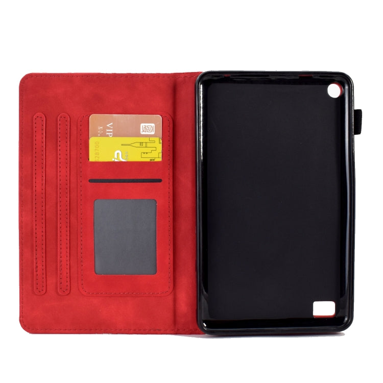 For Amazon Kindle Fire 7 2019 / 2017 / 2015 Rhombus Embossed Leather Tablet Case(Red)