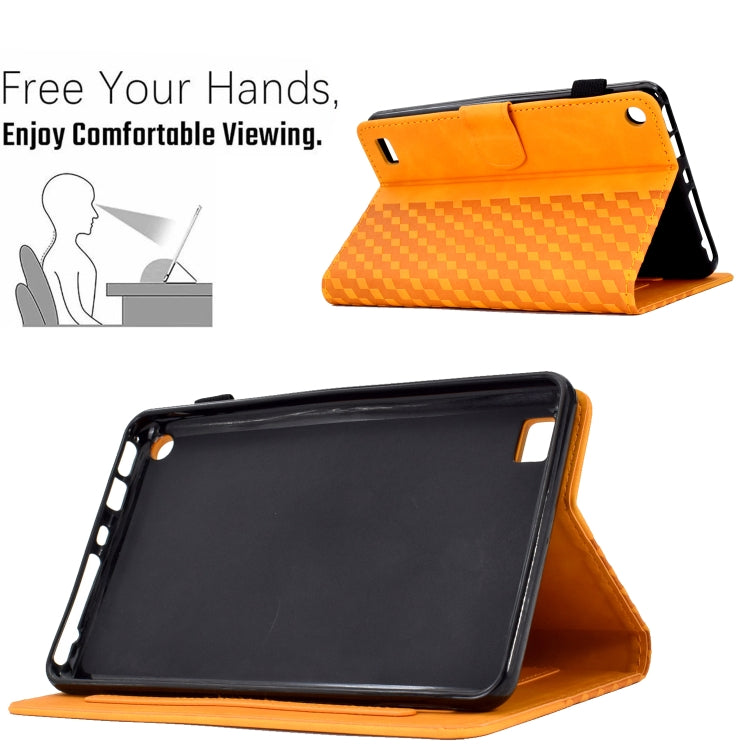 For Amazon Kindle Fire 7 2019 / 2017 / 2015 Rhombus Embossed Leather Tablet Case(Khaki)
