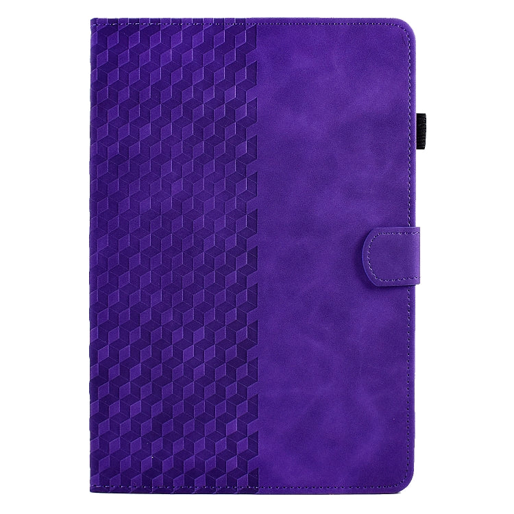 For Amazon Kindle Fire 7 2019 / 2017 / 2015 Rhombus Embossed Leather Tablet Case(Purple)