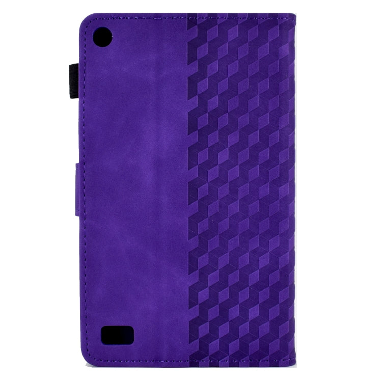 For Amazon Kindle Fire 7 2019 / 2017 / 2015 Rhombus Embossed Leather Tablet Case(Purple)